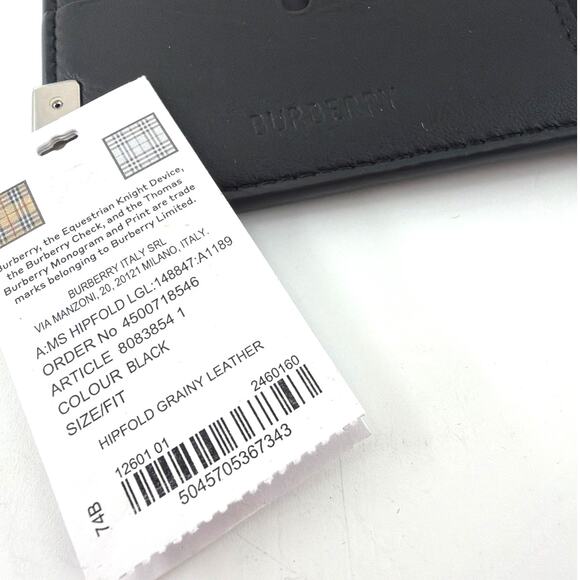 Burberry Men's Black Hipfold Granny Leatherv B-cut Bi-fold Wallet One Size - Picture 5 of 9